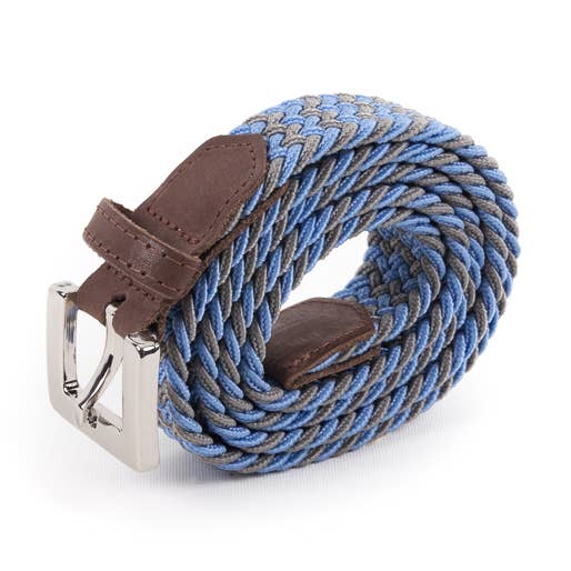 Cintura intrecciata da donna elastica grigia blu per la vendita all'ingrosso da parte di VERTICAL L'ACCESSOIRE