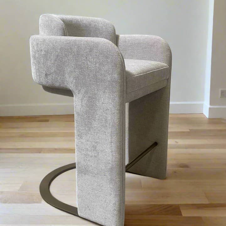 Indigo Upholstered Counter Chair in White with Brass Base   and other Purchase Wholesale loose furniture. Free Returns & Net 60 Terms on Faire trending on Faire.