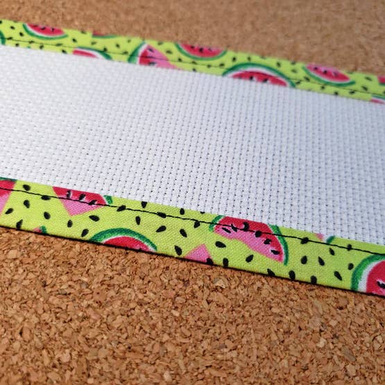 Mini Watermelons on Green - Custom-Trimmed Aida for wholesale by Rogue Stitchery