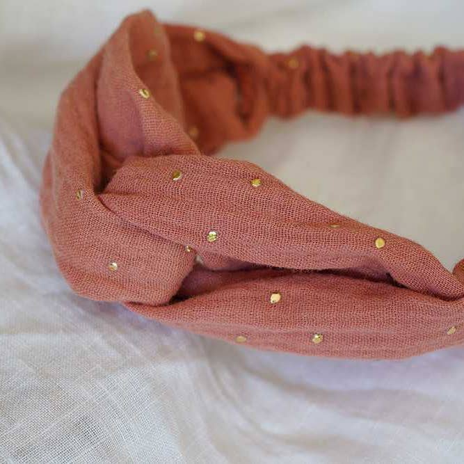 Mila Headband Pink Marsala and Gold for wholesale by Bohomane