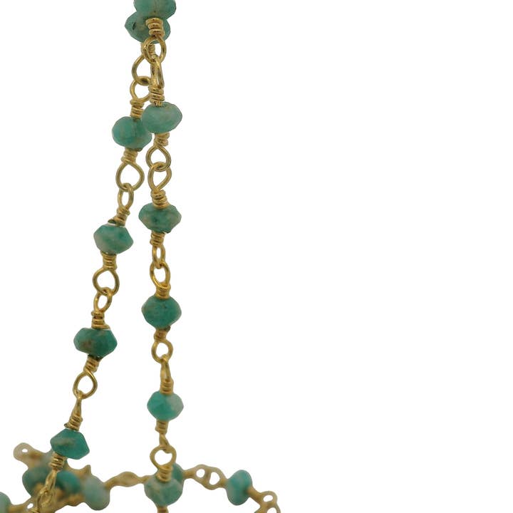 Purity Beads - Wholesale Beaded/Pearl Necklace - Amazonite Gold Plated Rosary Beaded Chain, Gemstone Chain, Natural Gemstone chain, Anti-Tarnish Finished chain. 1 Foot.5