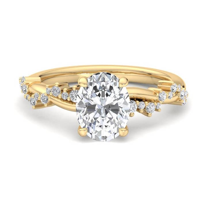 Classic Sparkle Pavé Oval Lab Grown Diamond Center Engagement Ring for wholesale by Caratina