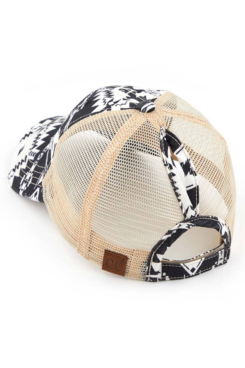 Hana - Wholesale Ponytail Cap - Women's - C.C Aztec Pattern Mesh Back Ponytail Baseball Cap7