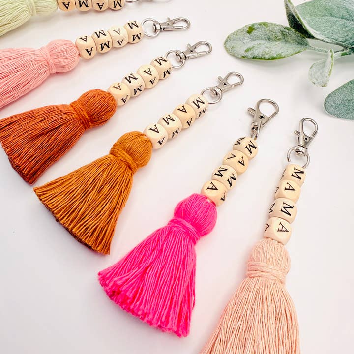 MarissaDDesigns - Wholesale Keychain - Women's - Macrame Mama Tassel Keychain | Handmade Boho Keychain | Mama4