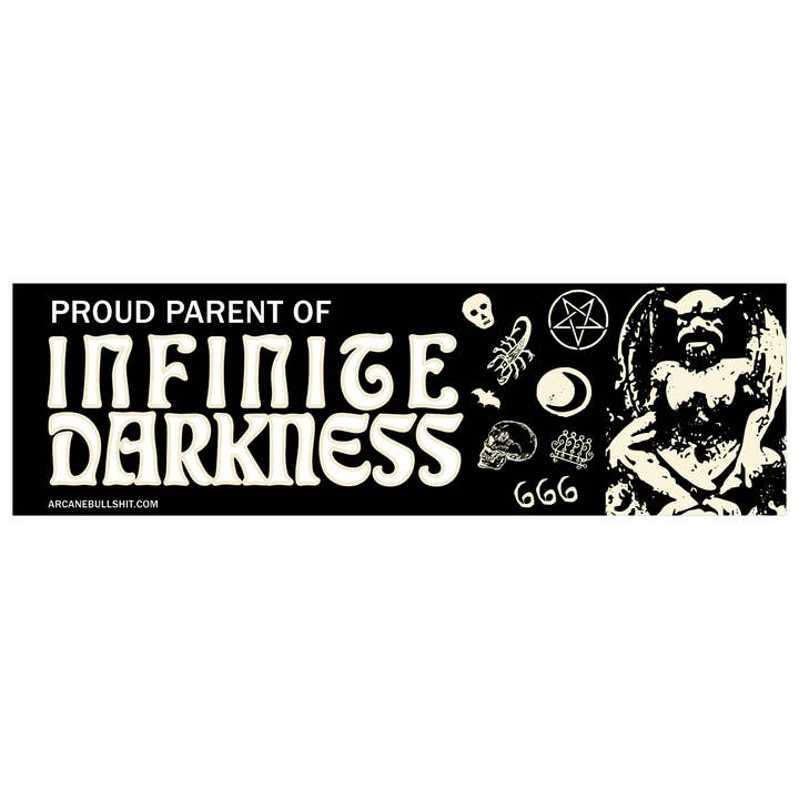 "Infinite Darkness" Glow-in-the-dark Bumper Sticker for wholesale by Arcane Bullshit