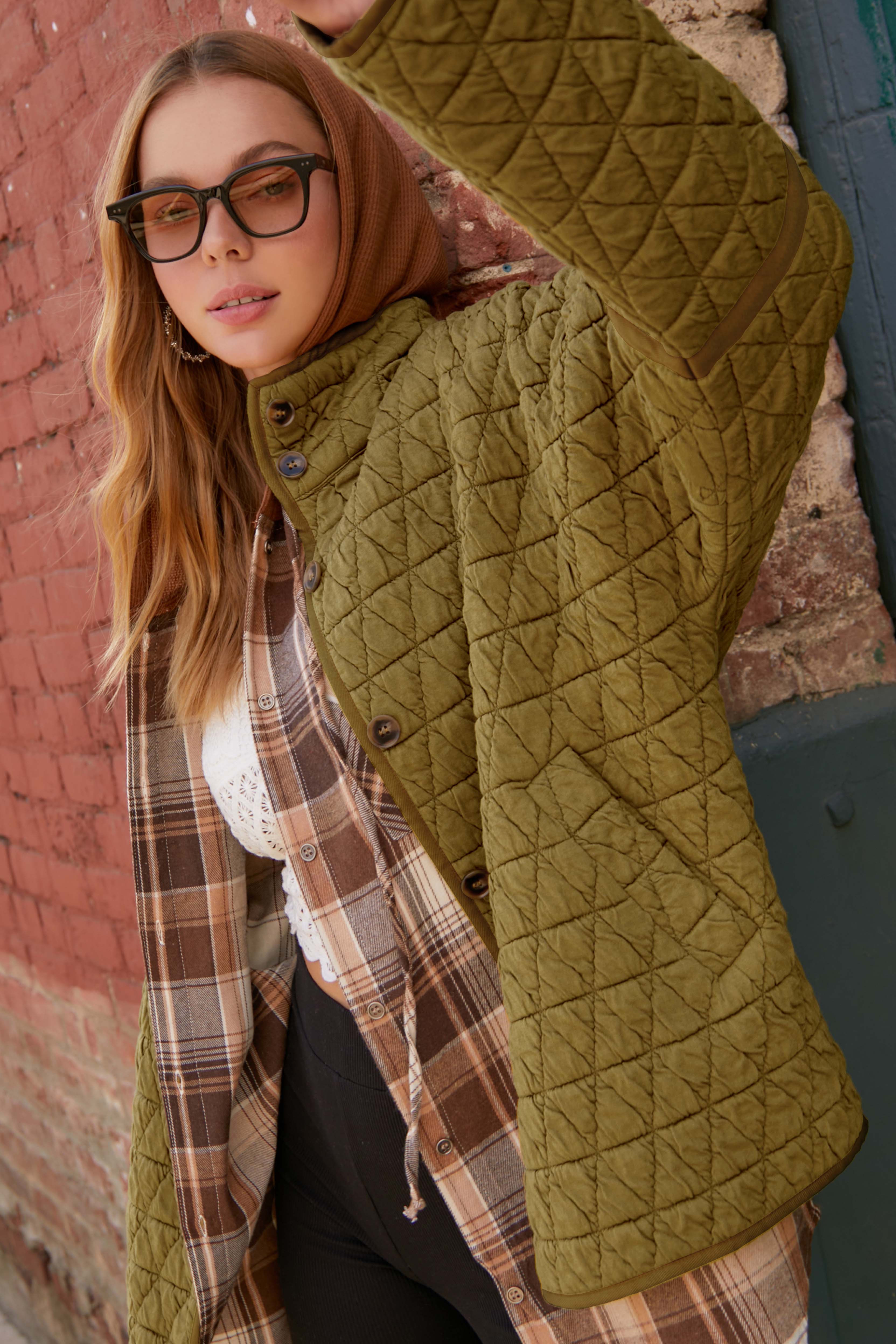 La Miel - Vendita all'ingrosso Giacca - Donna - Giacca trapuntata morbida oversize con bottoni JKT178724