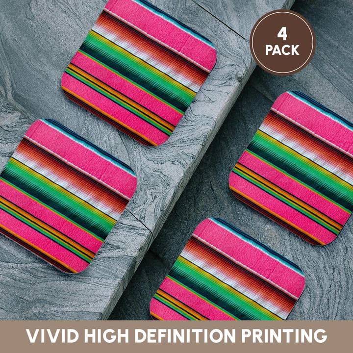 3dRose - Wholesale Coasters - 3dRose, Loreto, Baja California Sur, Mexico. Colorful traditional blanket., Coaster12