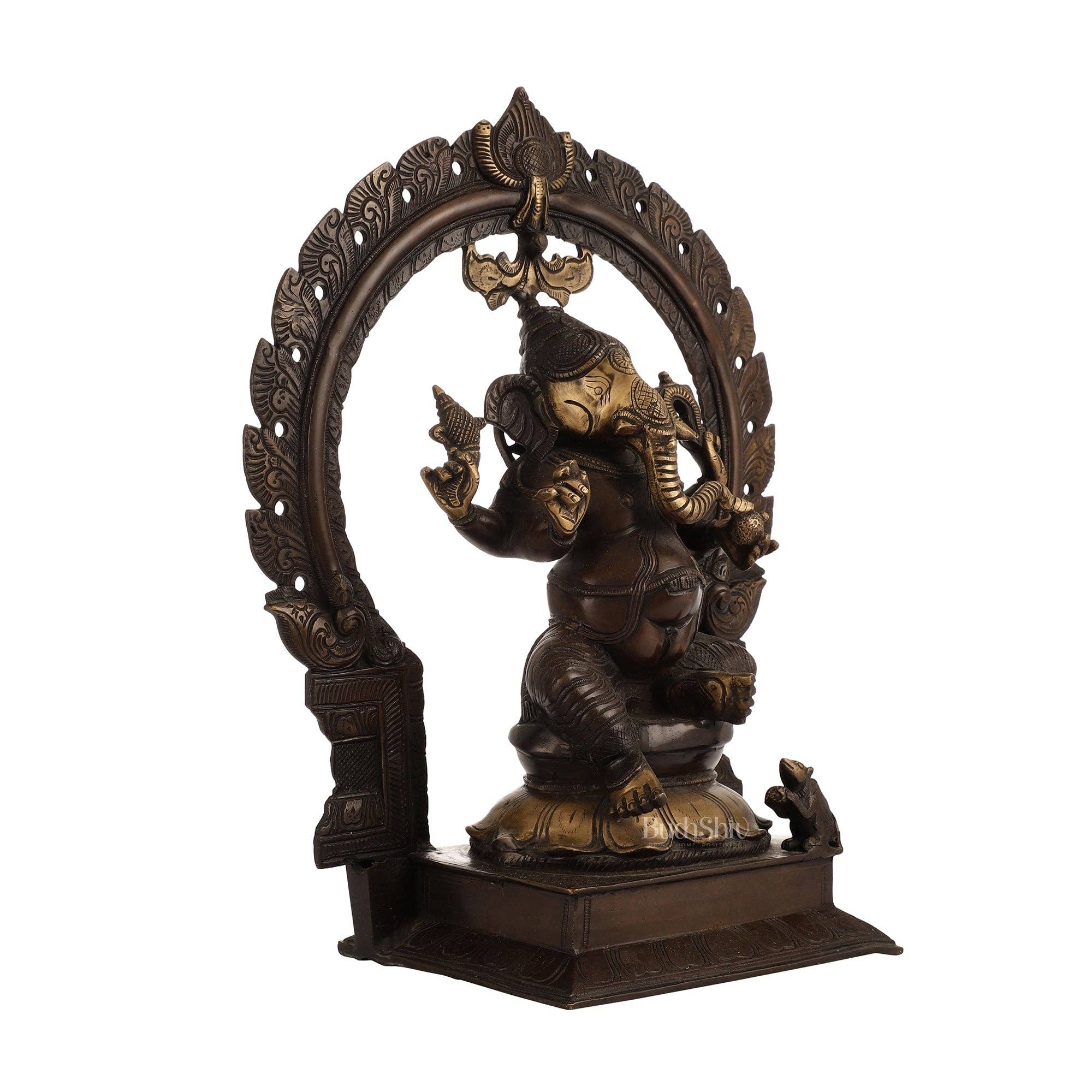 SAMA Homes - Wholesale Decorative Figurine - 18-Inch Brass Ganapati Idol with Antique Brown Finish and Frame5