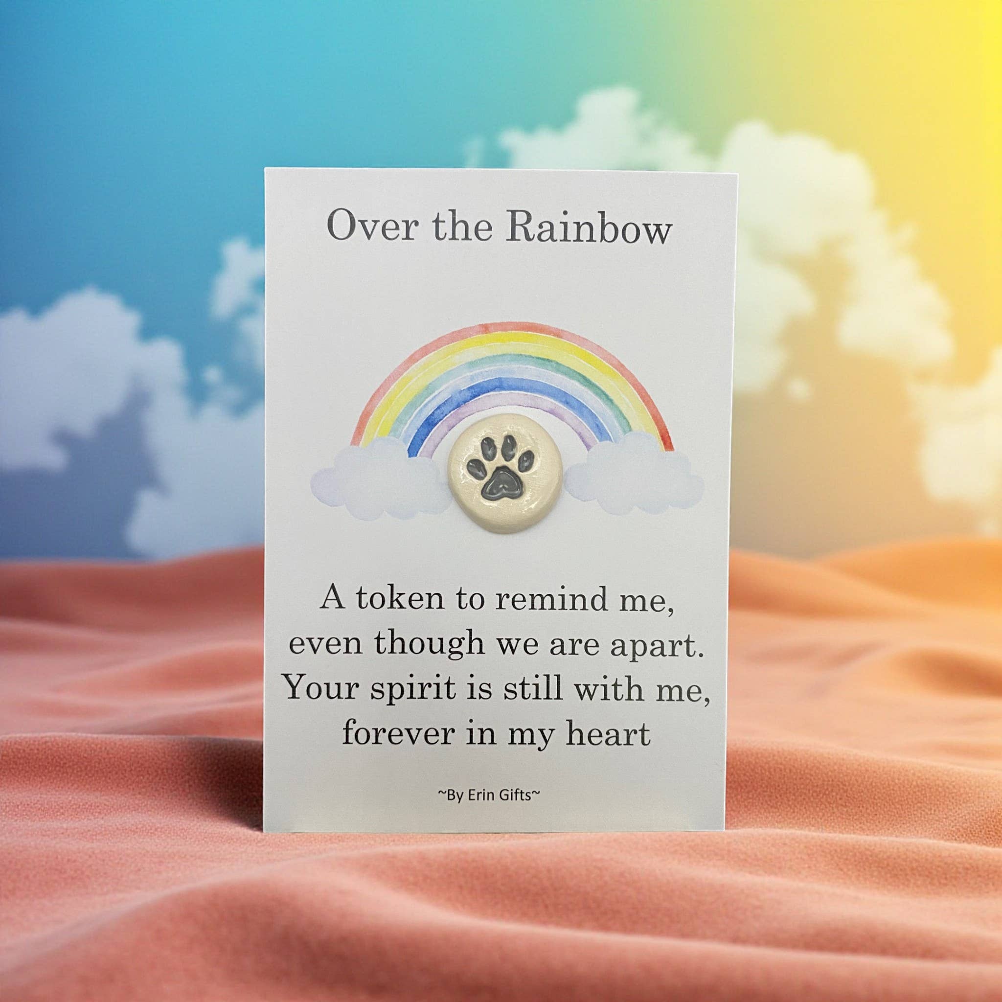 By Erin Cards and Gifts Ltd - Wholesale Keepsake Coin/Token - Over The Rainbow Ceramic Pocket Token Pocket Hug and Card