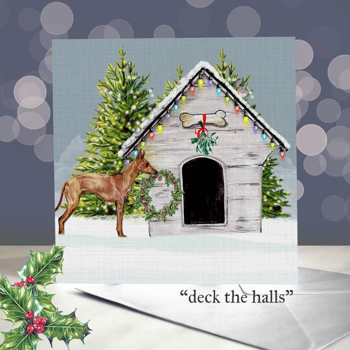 Cirneco Dell'Etna Julekort - Festlige Hilsener for engroshandel hos Amber Marie Studio