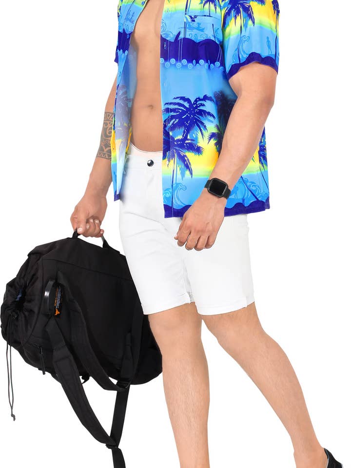 LA LEELA Men's Funky Beach Hawaiian Button Down Shirt 129794 for wholesale by La Leela LLC