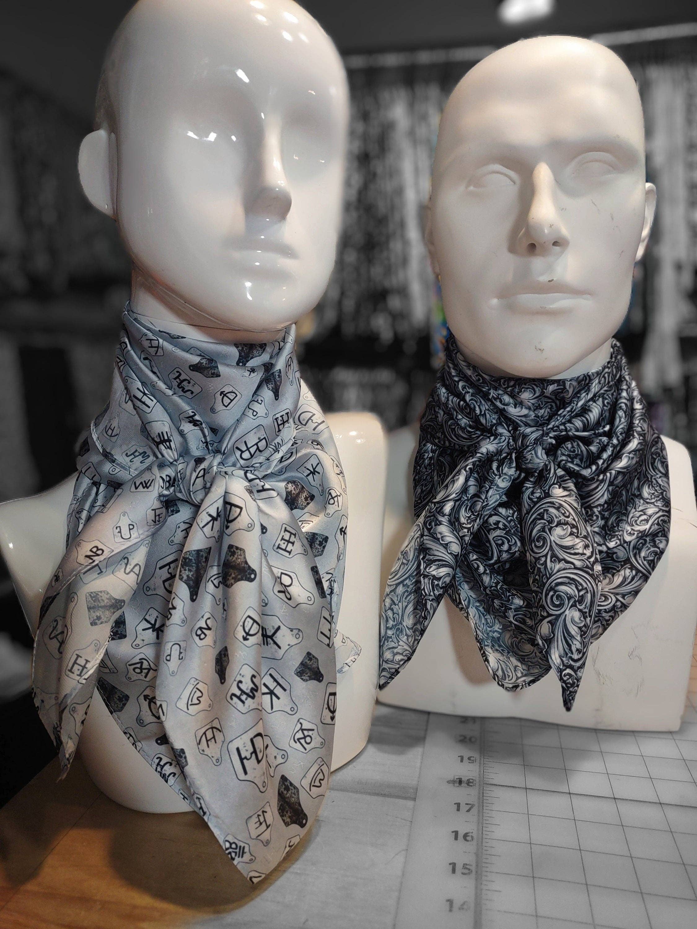 Double B Wild Rags - Venta al por mayor Bufanda - Mujer - Pañuelo de Cuello Vaquero Occidental con Estampado de Plata de Ley Grabada por Double B Wild Rags5