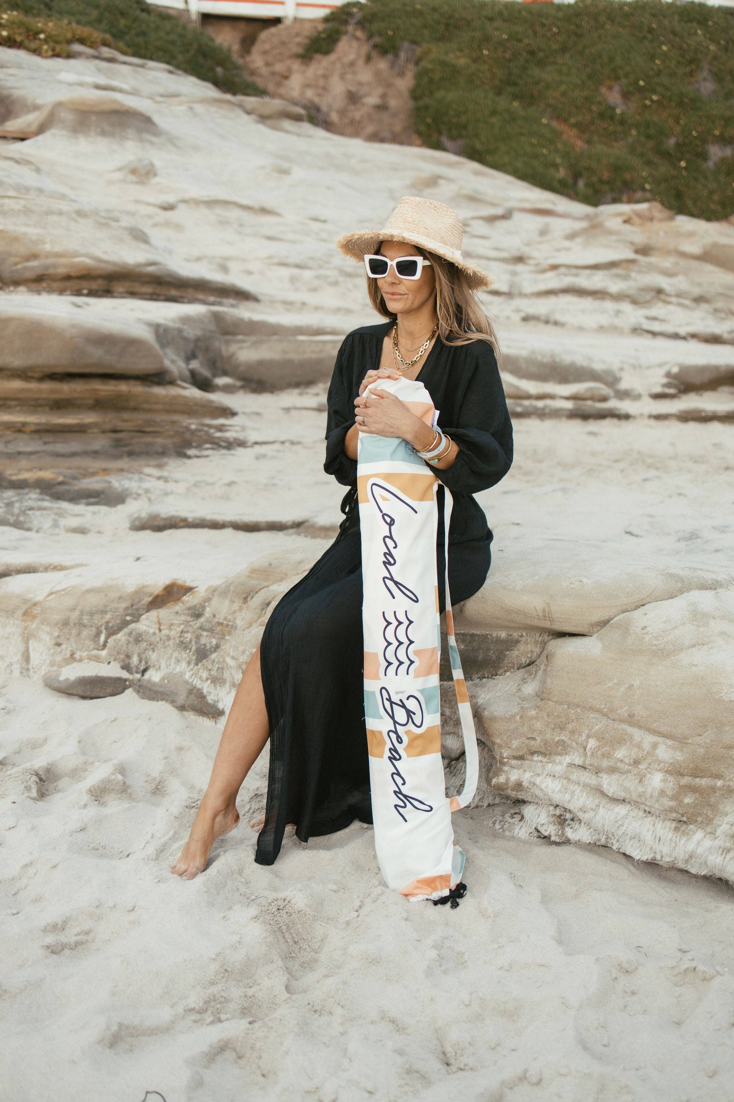 Local Beach - Wholesale Beach Umbrella - Retro Stripe Beach Umbrella2