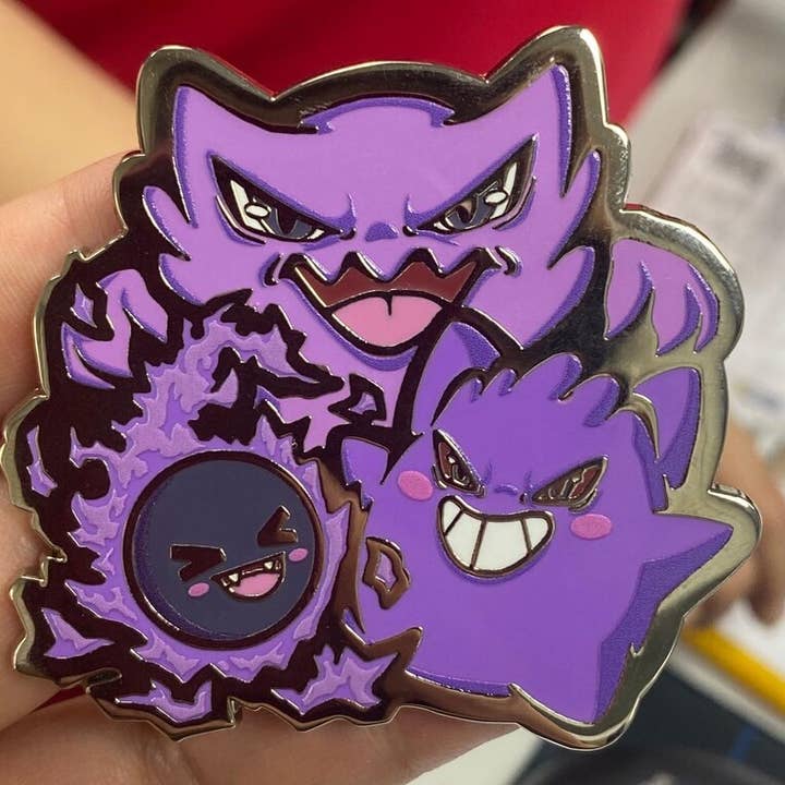 GoopyGoblins - Wholesale Lapel Pin/Button - Gengar Trio 2.5" Hard Enamel Pin2