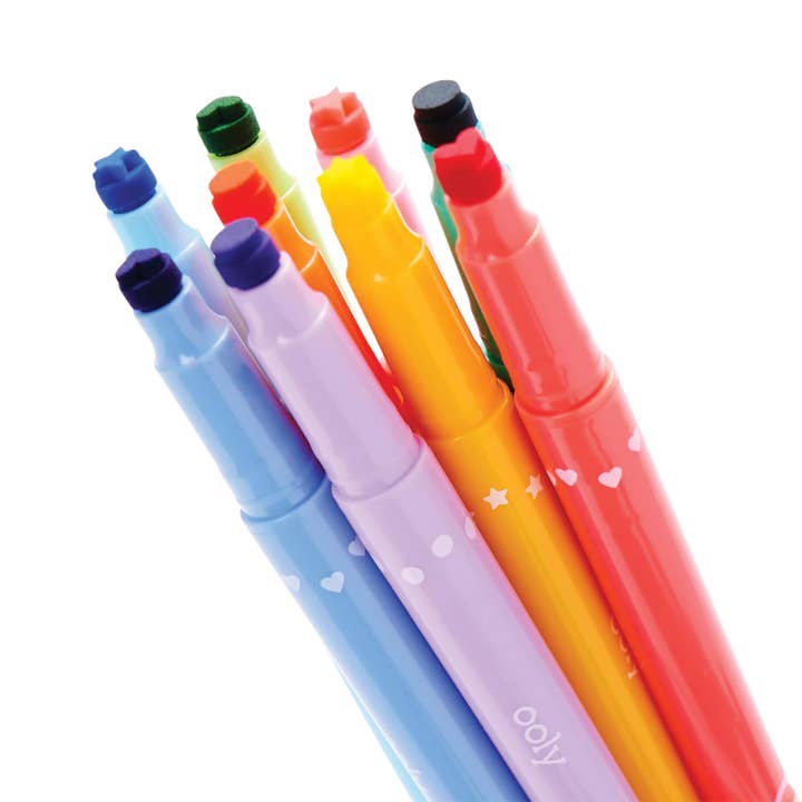 OOLY - Wholesale Markers - Kids & Baby - Confetti Stamp Double-Ended Markers - Set of 9