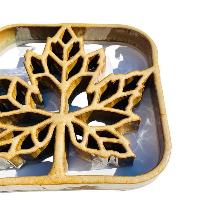 Bay Pottery - Wholesale Trivet - Maple Leaf Trivet - Stoneware Pottery