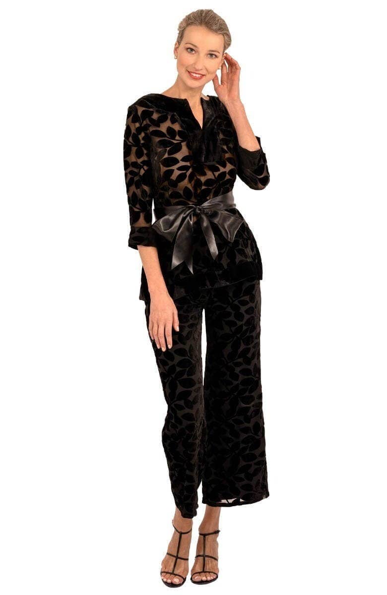 Noir Pantalon Palazzo - Velours Luxe Feuille en vente sur Faire5