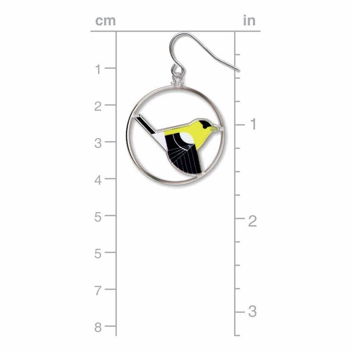 David Howell and Company - Wholesale Dangle earrings - Charley Harper's Goldfinch Earrings, MADE in USA2