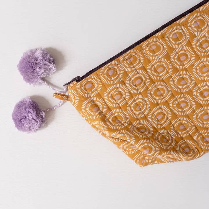 Graymarket Design - Wholesale Makeup/Cosmetic Bag - Tangier Tangerine Block Printed Makeup Pouch2