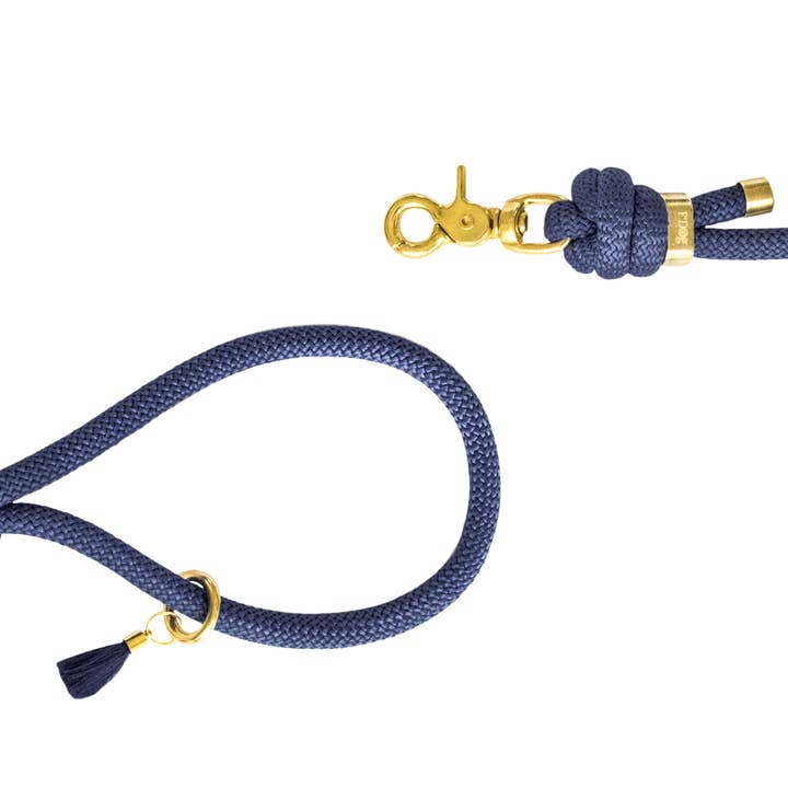 Laisse bandoulière mains libres pour chien "Bleu marine" pour la vente par Frimousse Dog