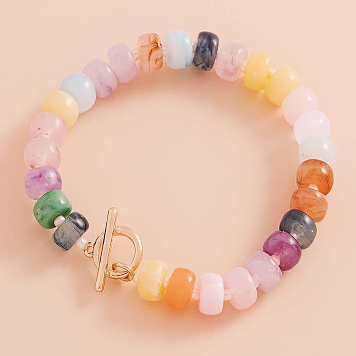 Sensibling Corp. - Wholesale Beaded Bracelet - Ombre Flat Round Shaped Beads Stretch Bracelet
4