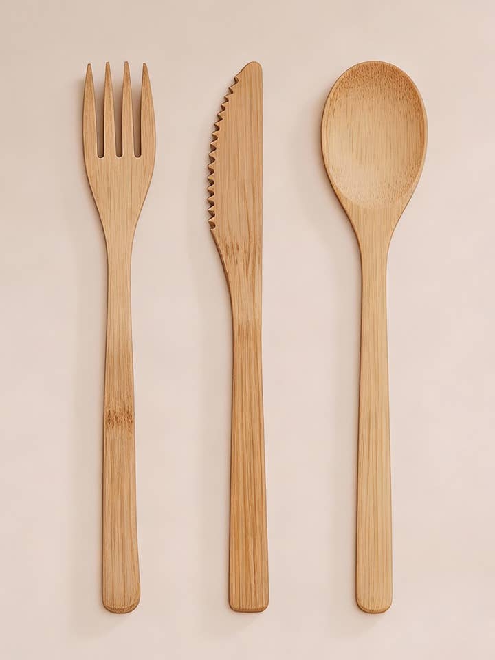 Reusable Bamboo Cutlery Set – Fork, Spoon & Knife for wholesale by Dzukou B.V.