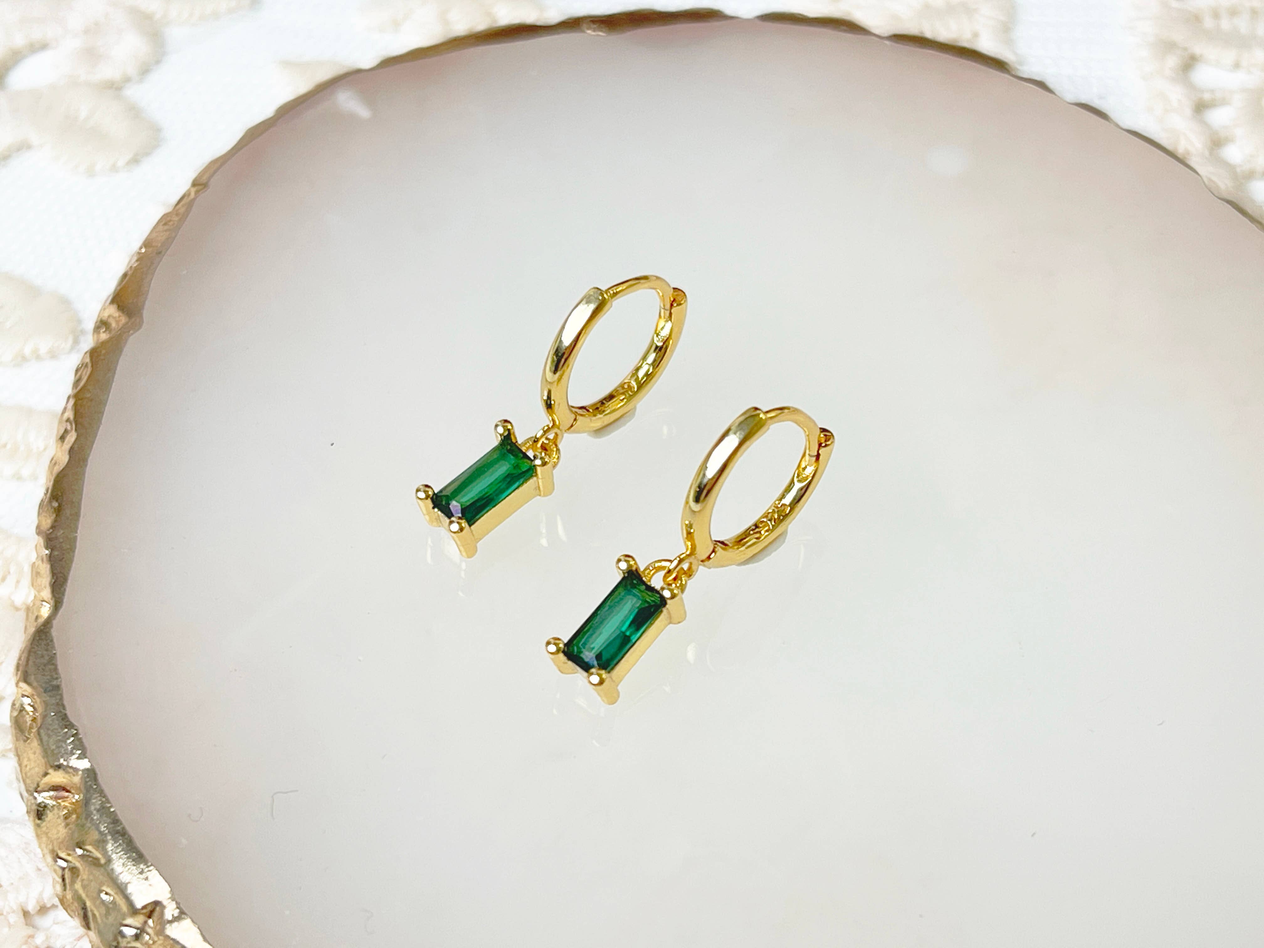 Melange Blanc - Wholesale Dangle Earrings - E150 emerald hoop earring, emerald earring, dangle earring4