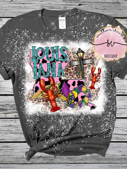 T-shirt Louisiana Dark Heather per la vendita all'ingrosso da parte di Southern Charm Boutique