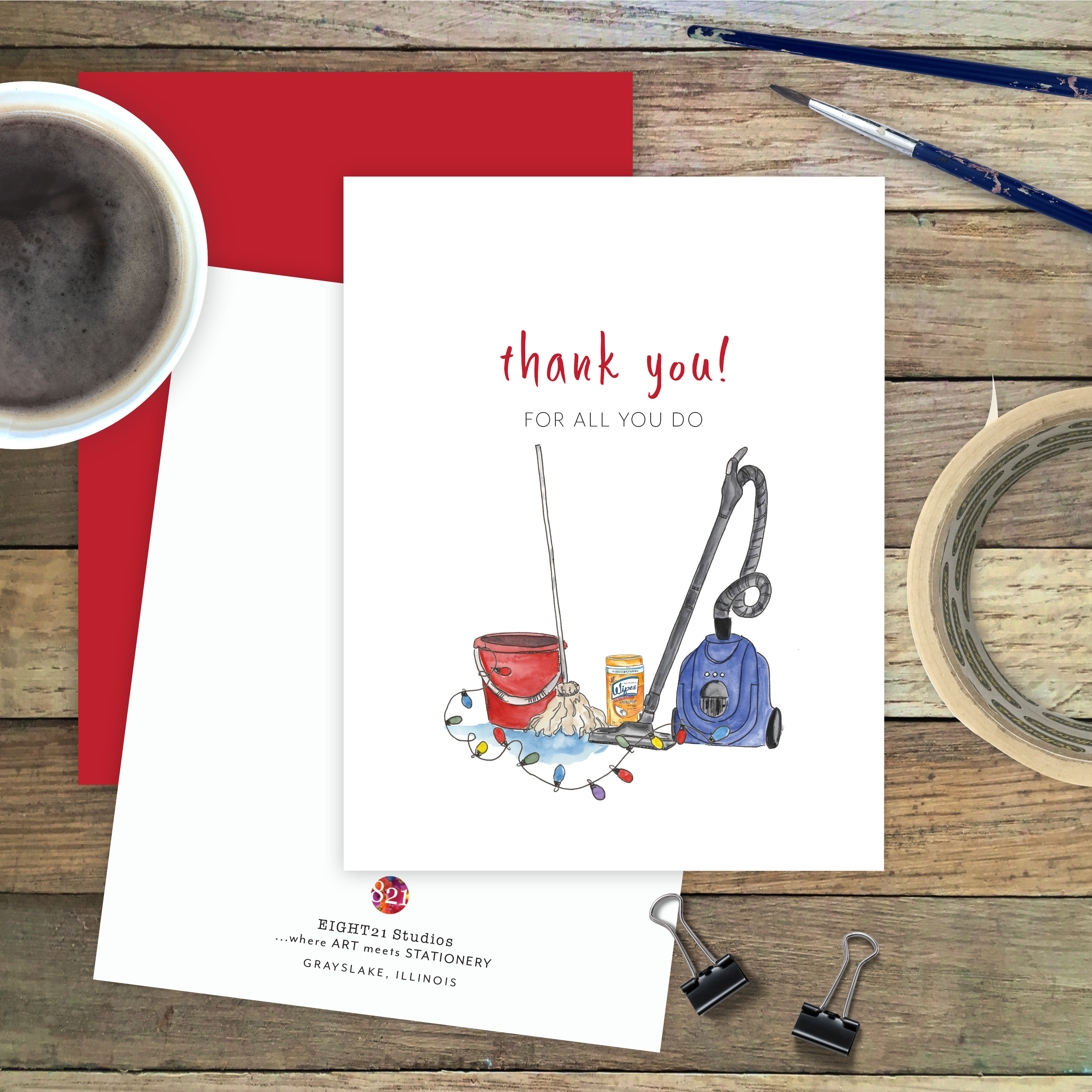 Eight21 Studios + Unique Greeting Cards, Art and Stationery - Wholesale Christmas Card - Cleaning Service Maid Appreciation Christmas Greeting Card3