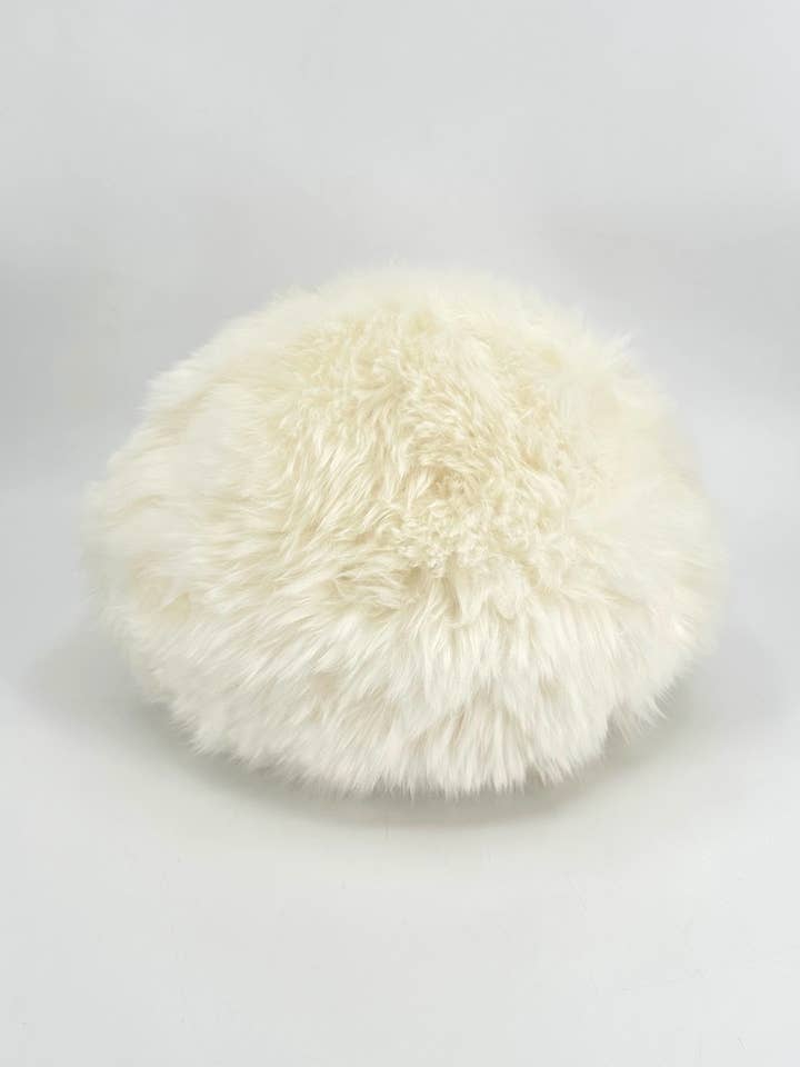 Oval Ball Fluffy Sheepskin Pillow for wholesale by Tasha Tarno