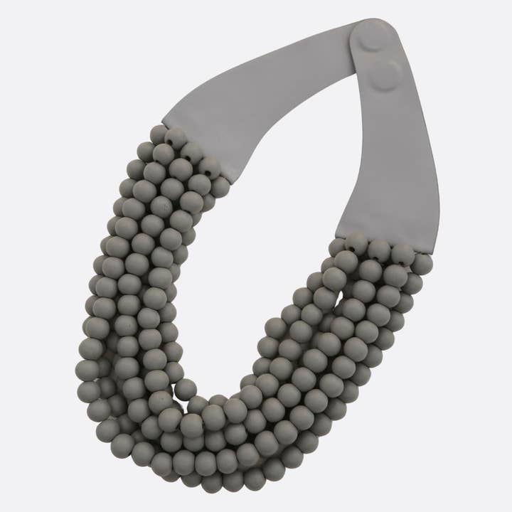 anbfashion - Wholesale Beaded/Pearl Necklace - WOOD BEADED LAYERED MAGNETIC NECKLACE
