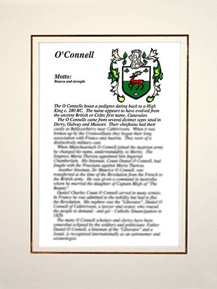 O'Connell for wholesale by Family Histories