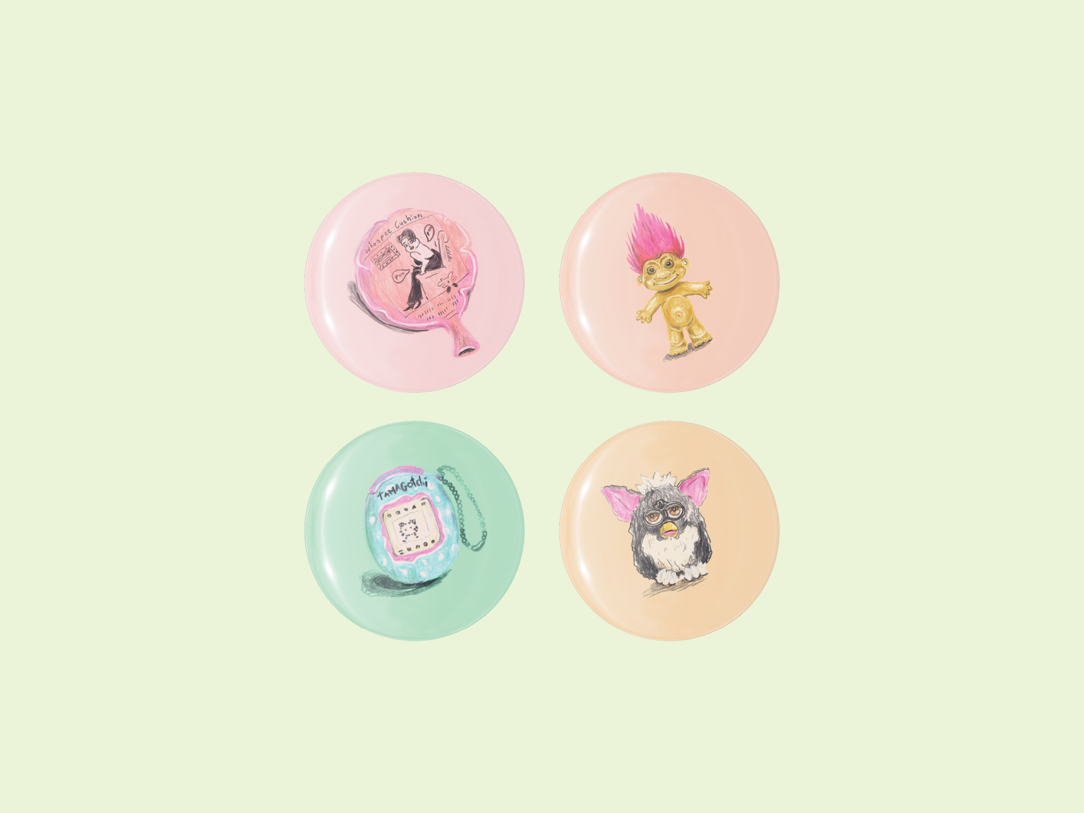 Amy Blue Illustration - Wholesale Lapel pin/button - 90's Toys Badge Pack2