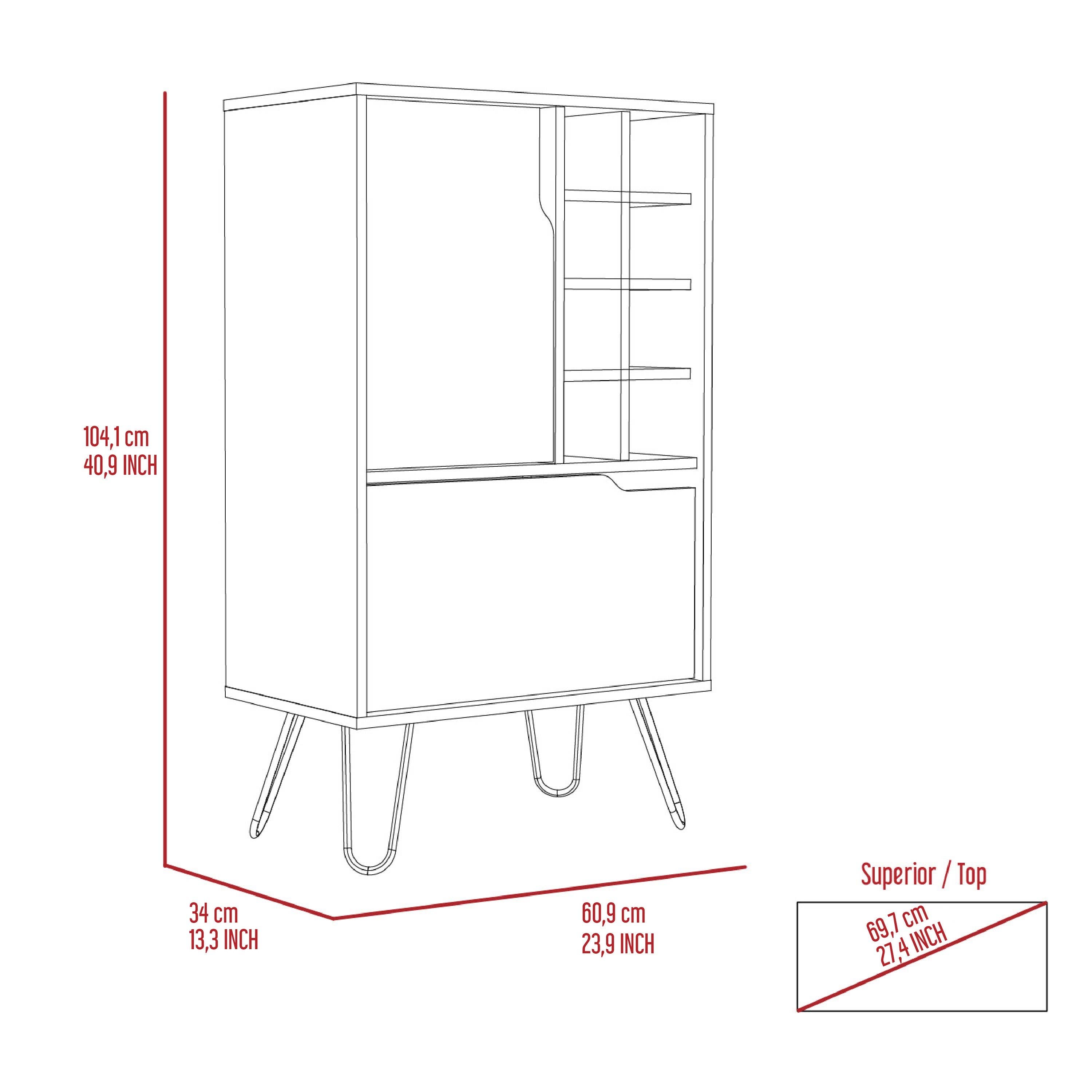 Zamna L Bar Sgl Door Cabinet, 8 Wine Rack, Gray for wholesale on Faire12