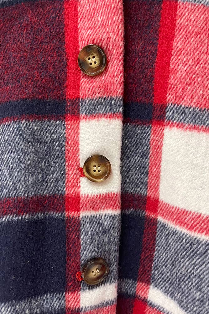 Red Plaid Flannel Shacket Jacket Women XC1238-R1 for wholesale on Faire5