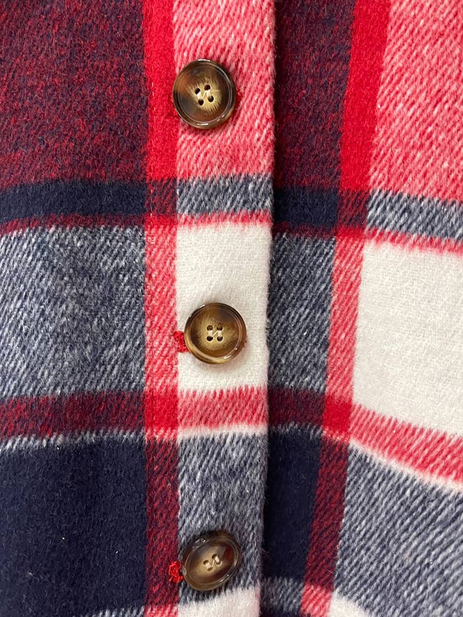 Red Plaid Flannel Shacket Jacket Women XC1238-R1 for wholesale on Faire5