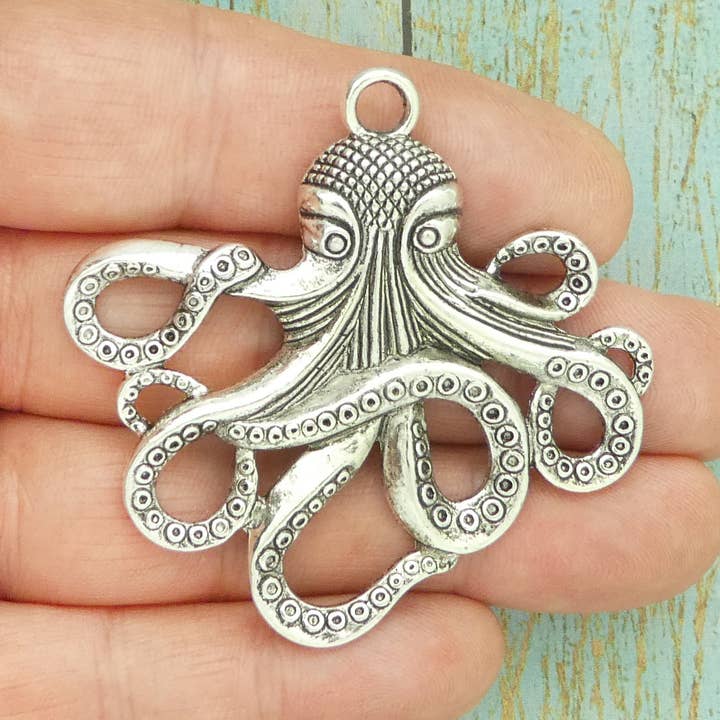 Silver Octopus Pendant by TIJC for wholesale by Treasure Island