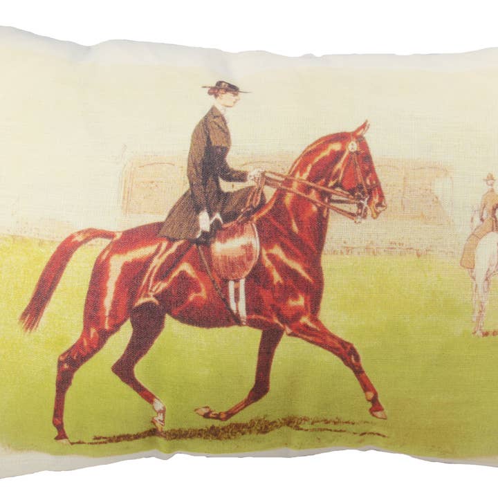 Equestrian/ Dressage with Female Rider Linen Pillow for wholesale by Ox Bow Decor