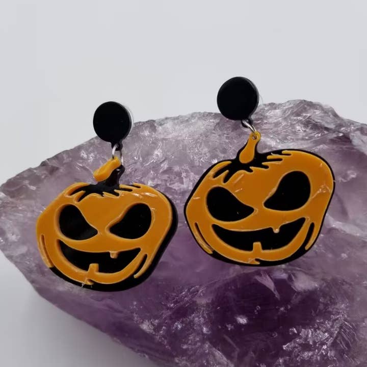 Halloween Pumpkin King Earrings for wholesale by magnolia jewelry
