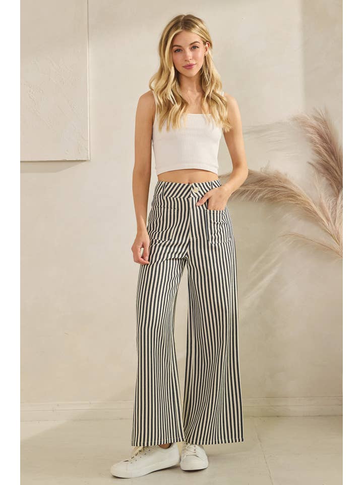 Sewn and Seen - Wholesale Pants – Women's - Lightweight Twill Stripe Wide Leg Pants10