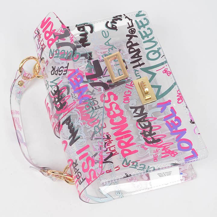 3AM BY H&D ACCESSORIES - Wholesale Top Handle Bag - Women's - Graffiti PVC Top Handle Bag for Women