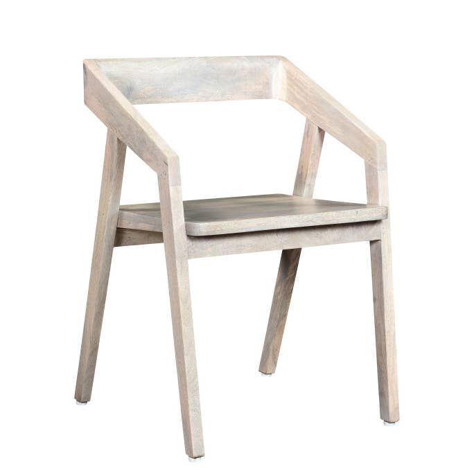 HomeRoots – wholesale Chair – White Solid Wood Open Back Dining Arm Chair1