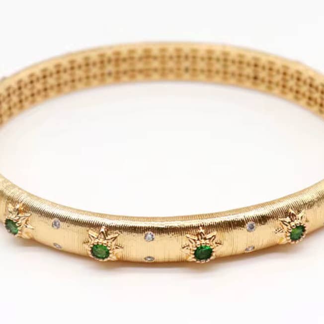 HoopLa - Wholesale Cuff bracelet - Opera Bracelet the Marci Open Hinge CZ Wrap 18K Gold Bangle1