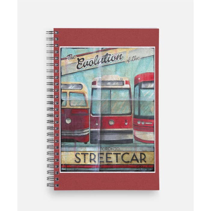 Toronto Streetcar Evolution Notebook | Rob Croxford for wholesale by Totally Toronto Art/Sassy City Studio