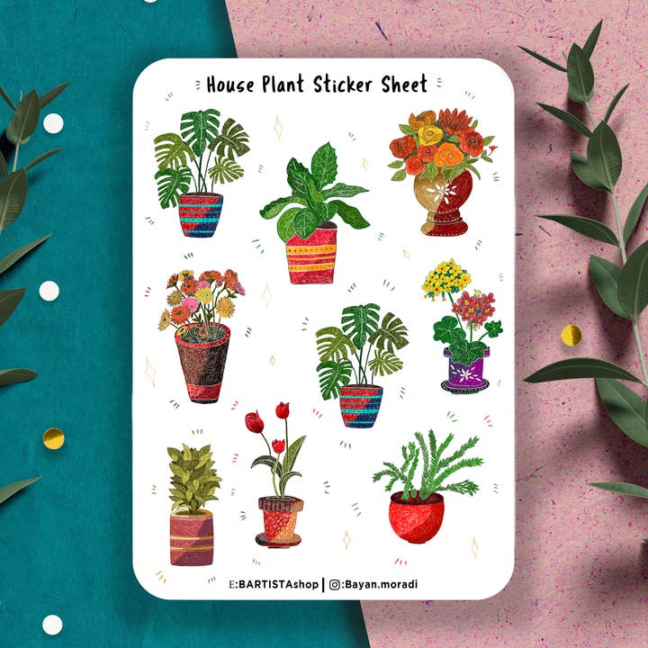 Plants sticker sheet, planner stickers, bullet journal plant for wholesale by Bartista