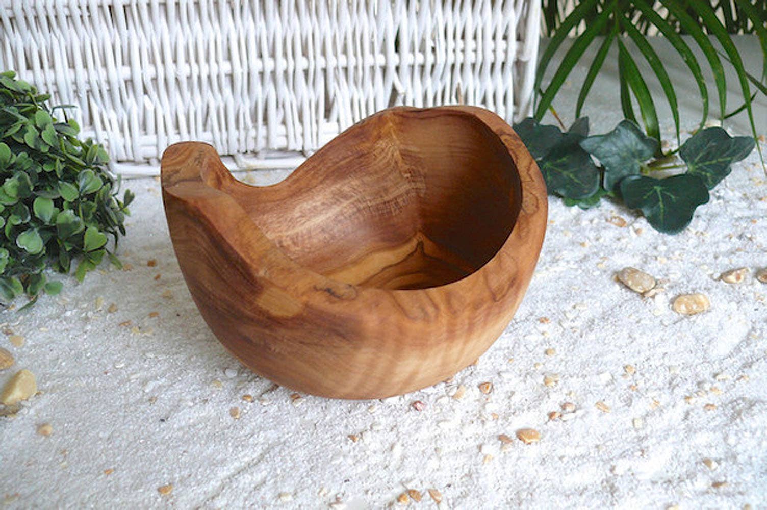 olivenholz-erleben - Wholesale Bowl - Snack bowl RUSTIC round (Ø approx. 14 cm) made of olive wood