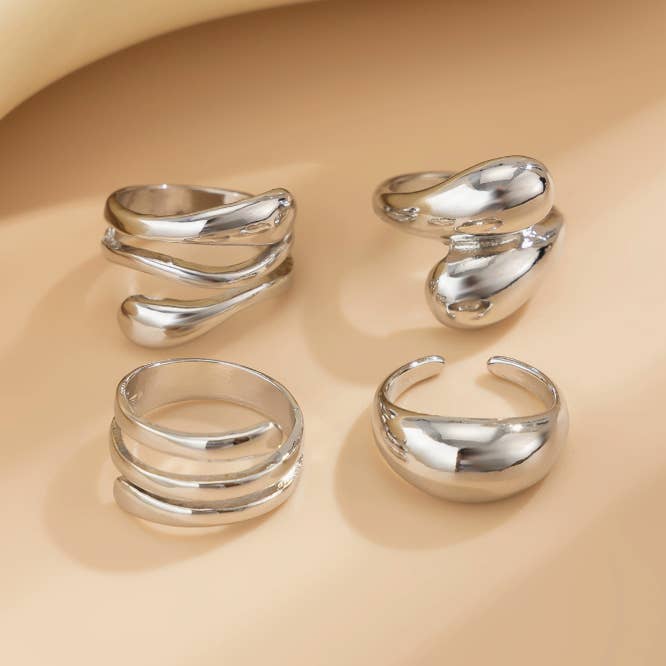 Ringar-Geometriskt pärlring set polerade band för wholesale av Eagle Crest Industries Inc.