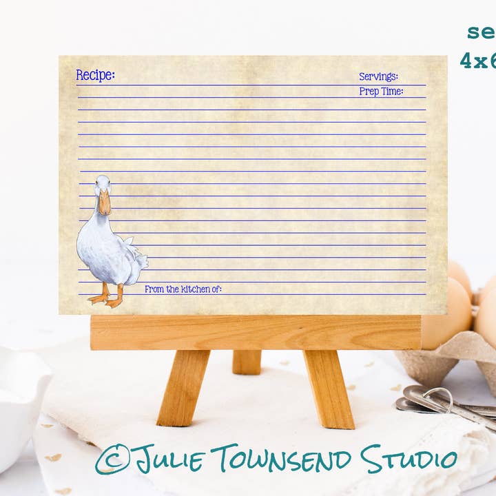 Opskriftskort - Sæt med 12 søde andeopskriftskort - DUCKY 114 for engroshandel hos Julie Townsend Studio