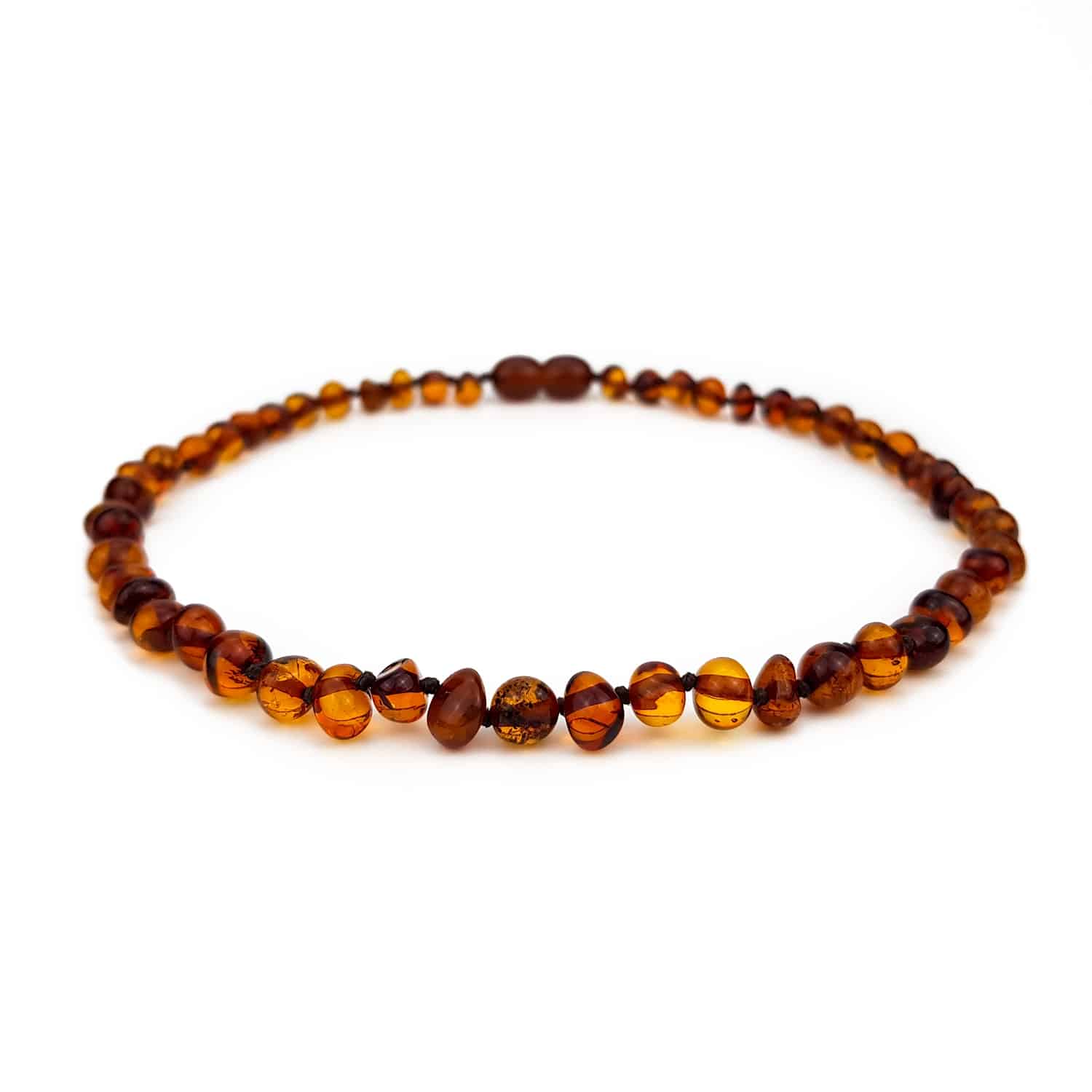 Lille Barn - Wholesale Beaded/Pearl Necklace - Baby/Child - Amber necklace - round beads - 33cm - cognac3