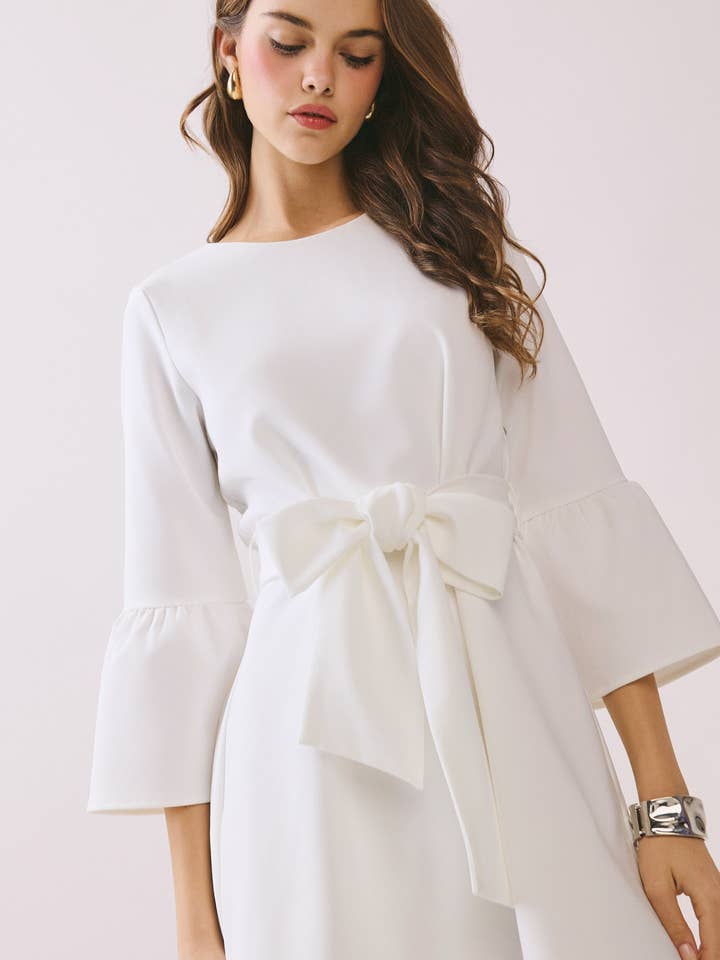 CD06617-Flare Three Quarter Sleeves A Line Mini Dress for wholesale by TCEC